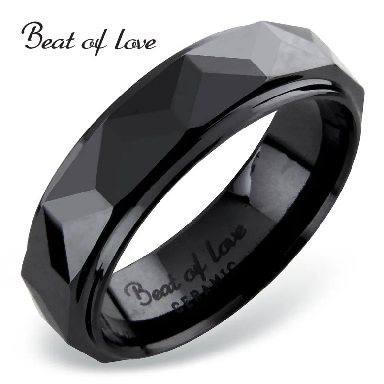 Beat of Love keraaminen sormus 6mm, viisteleikattu pinta