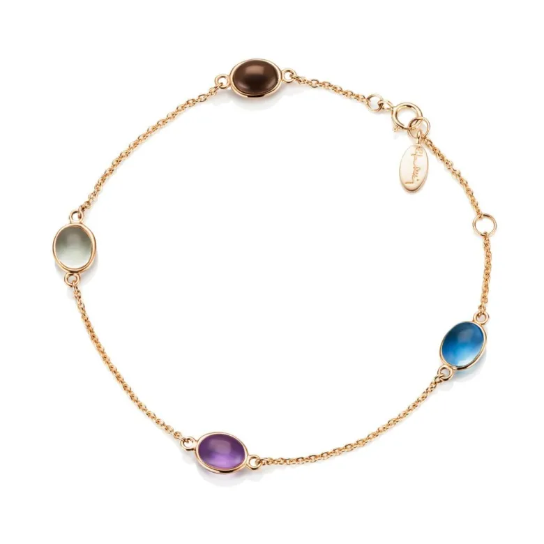 Efva Attling Love Beads Flow rannekoru, keltakultaa jalokivillä