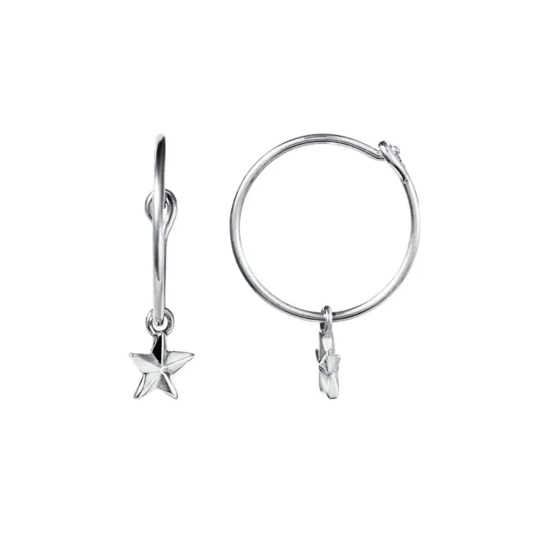 Efva Attling Micro Catch A Falling Star Hoops korvakorut, hopeaa