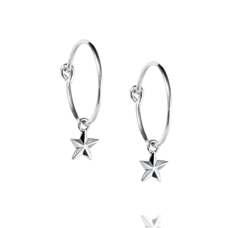 Efva Attling Micro Catch A Falling Star Hoops korvakorut, hopeaa