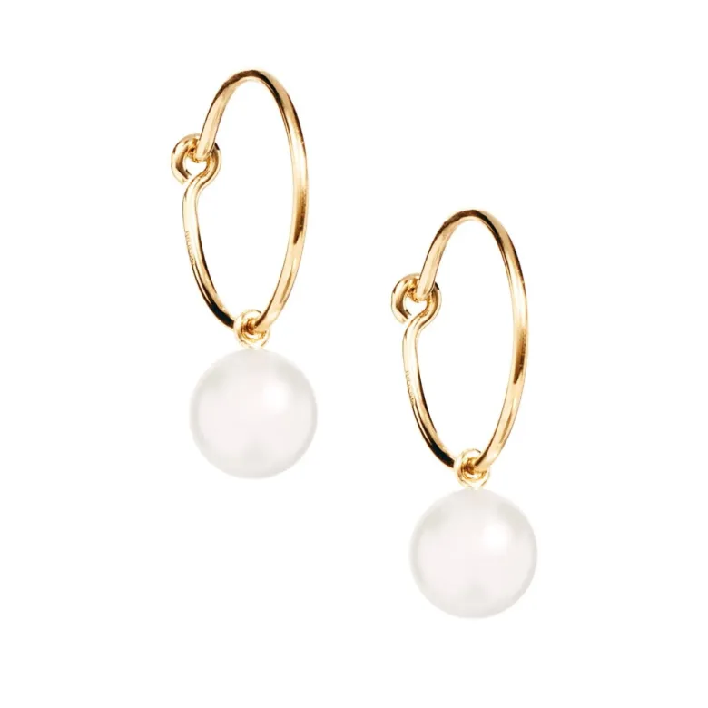 Efva Attling Pop Pearls Hoops korvakorut, keltakulta ja makeanvedenhelmi