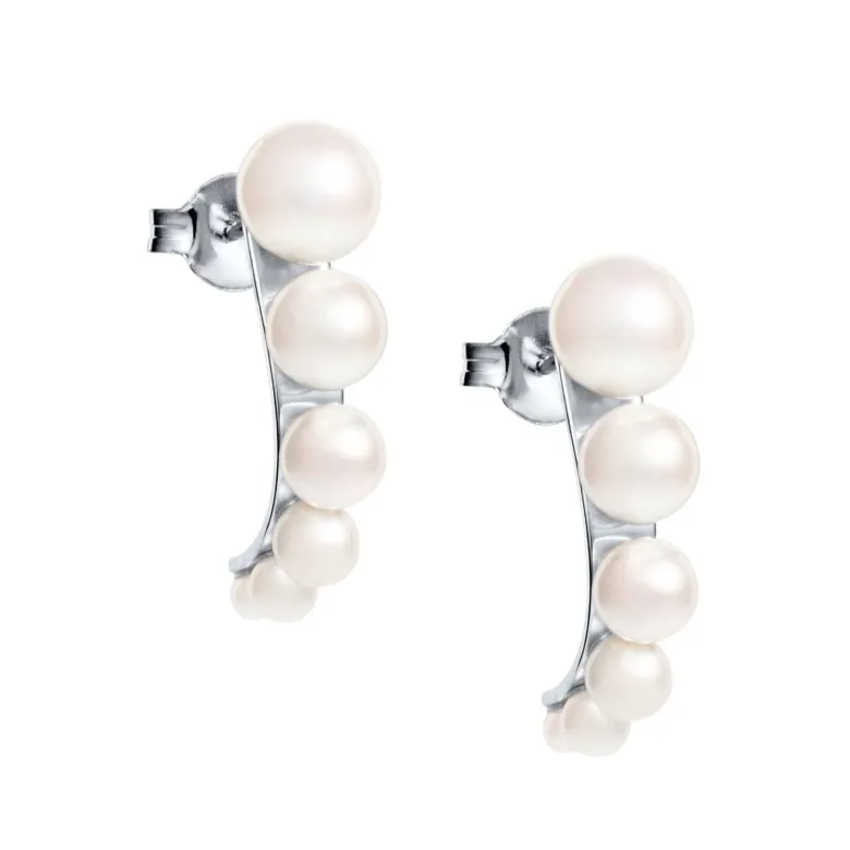 Efva Attling Strings of Pearls Hoops korvakorut, hopea ja makeanvedenhelmet
