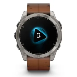 Garmin Fenix 8, 51mm Amoled Sapphire, hiilenharmaa titaani ja ruskea nahkaranneke, älykello 010-02905-40