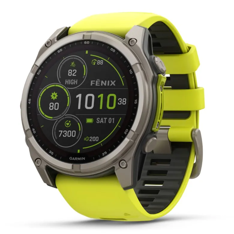 Garmin Fenix 8, 51mm Solar Sapphire, titaani ja keltainen, älykello 010-02907-21