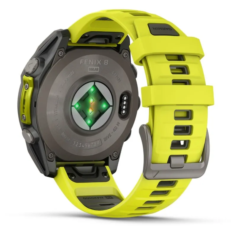 Garmin Fenix 8, 47mm Solar Sapphire, titaani ja keltainen, älykello 010-02906-21