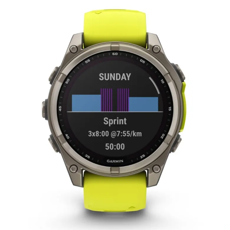 Garmin Fenix 8, 47mm Solar Sapphire, titaani ja keltainen, älykello 010-02906-21