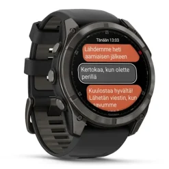 Garmin Fenix 8 Pro Amoled 51mm LTE Sapphire, hiilenharmaa titaani ja musta ranneke, älykello 010-03199-01