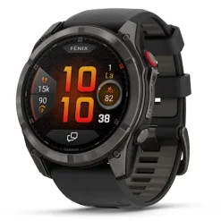 Garmin Fenix 8 Pro Amoled 51mm LTE Sapphire, hiilenharmaa titaani ja musta ranneke, älykello 010-03199-01