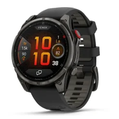Garmin Fenix 8 Pro Amoled 47mm LTE Sapphire, hiilenharmaa titaani ja musta ranneke, älykello 010-03198-01