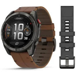 Garmin Fenix 8 Pro Amoled 51mm LTE Sapphire, titaani ja ruskea nahkaranneke, älykello 010-03199-40