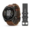 Garmin Fenix 8 Pro Amoled 47mm LTE Sapphire, titaani ja ruskea nahkaranneke, älykello 010-03198-40