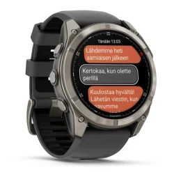 Garmin Fenix 8 Pro Amoled 51mm LTE Sapphire, grafiitinharmaa titaani ja musta ranneke, älykello 010-03199-11