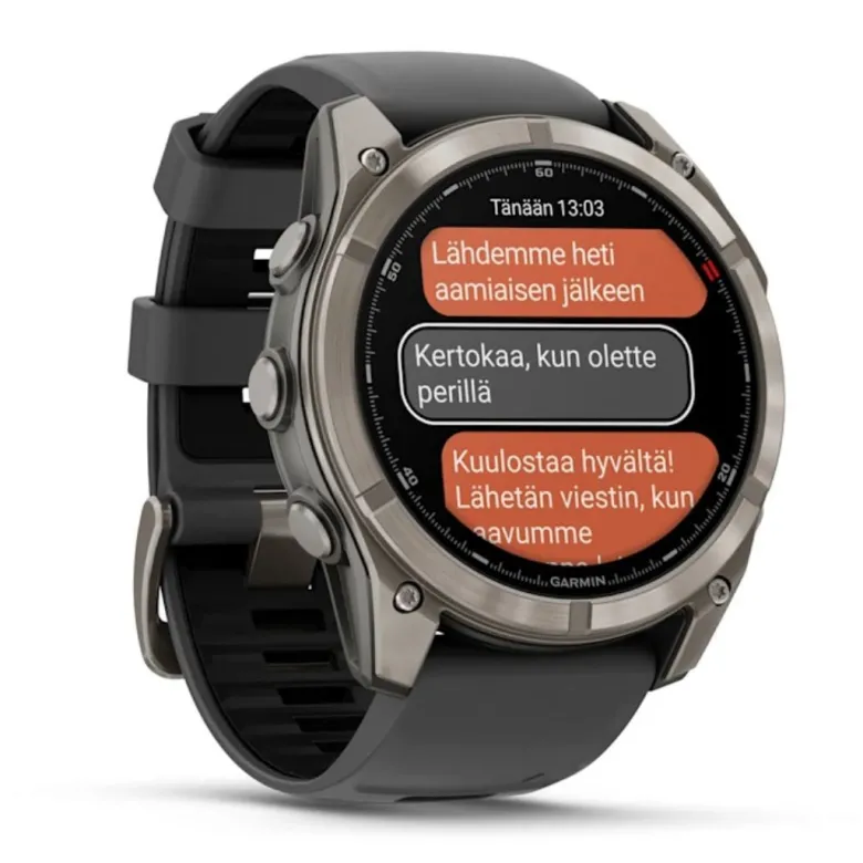 Garmin Fenix 8 Pro Amoled 51mm LTE Sapphire, grafiitinharmaa titaani ja musta ranneke, älykello 010-03199-11