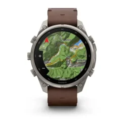 Garmin Fenix 9 Pro inReach AMOLED, 47mm, harmaa titaani ja pähkinänruskea nahkaranneke, älykello 010-04336-41