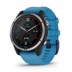 Garmin Quatix 7, teräs ja sininen silikoniranneke, GPS-veneilyälykello 010-02540-61