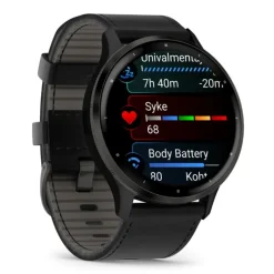 Garmin Venu 3 grafiitinharmaa ja musta nahkaranneke, Amoled GPS-älykello 010-02784-52