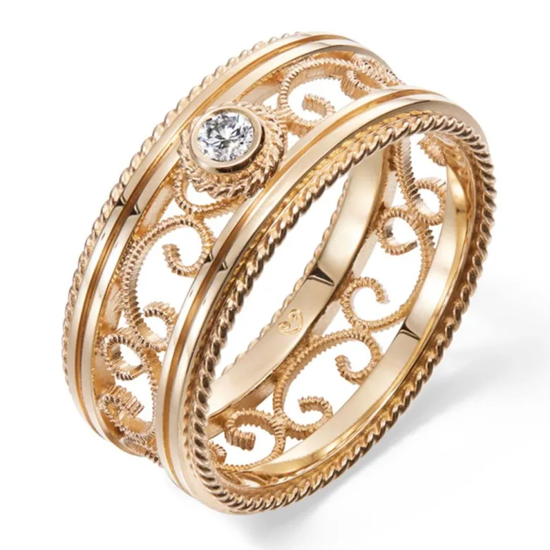 Kalevala Filigraani sormus, 14K keltakulta, 0,06ct, Kalevala Love, 141000503D