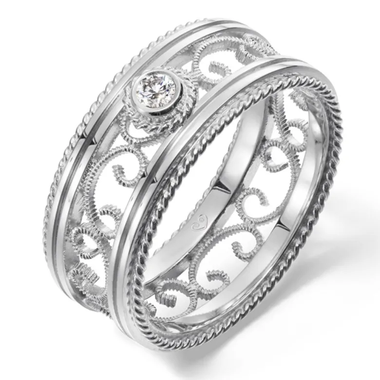 Kalevala Filigraani sormus, 14K valkokulta, 0,06ct, Kalevala Love, 541000503D