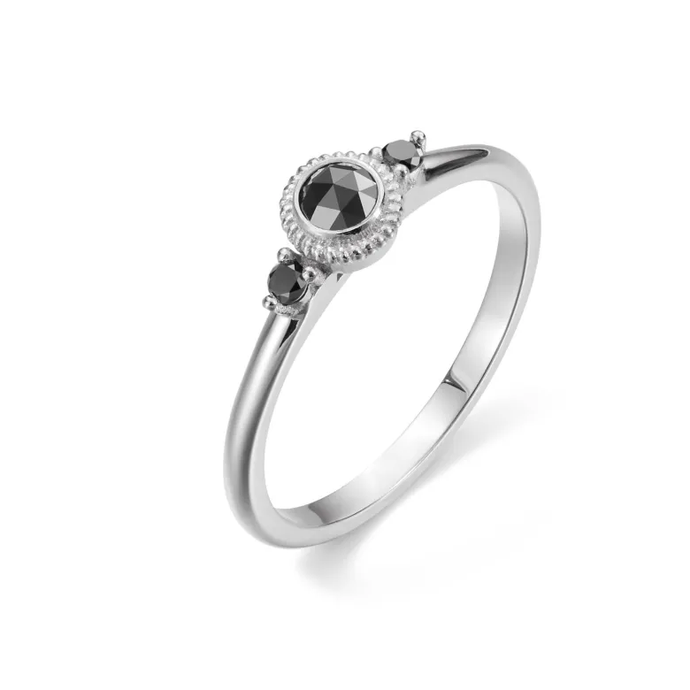 Kalevala Valittu sormus, 14K valkokultaa, mustat timantit 0,23ct, Kalevala Love, 541000003B