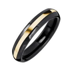 Kohinoor Duetto Black Edition kihlasormus, 4,5 mm, zirkonium keltakultaraidalla 006-093