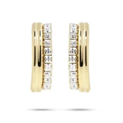 Kultaiset kaarevat korvakorut zirkoniakivillä, 14K keltakulta