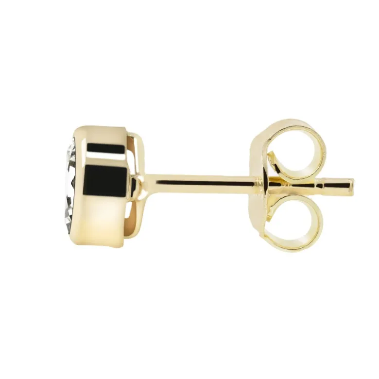 Kultaiset korvakorut 5mm kirkkaalla zirkoniakivellä, 14K keltakulta