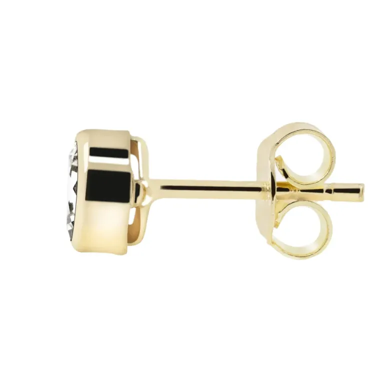 Kultaiset korvakorut 4mm kirkkaalla zirkoniakivellä, 14K keltakulta
