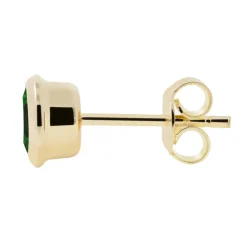 Kultaiset korvakorut 5mm vihreällä zirkoniakivellä, 14K keltakulta