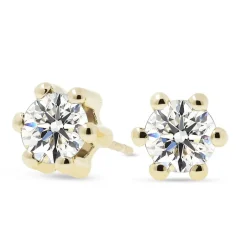 Kultaiset korvakorut 5mm zirkoniakivellä, 14K keltakulta