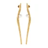 Lumoava Uoma korvakorut Akoya-helmellä, pitkä, keltakullattua hopeaa