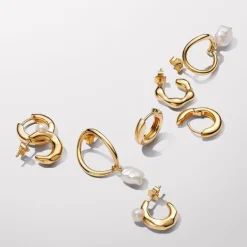 Pandora Essence Organically Shaped rengaskorvakorut, keltakullattu, 263269C00