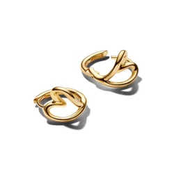 Pandora Essence Organically Shaped Heart Small rengaskorvakorut, keltakullattu, 264359C00