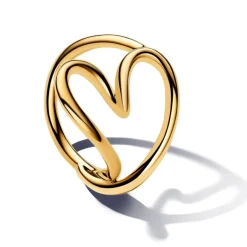 Pandora Essence Organically Shaped Heart sormus, keltakullattu, 163288C00