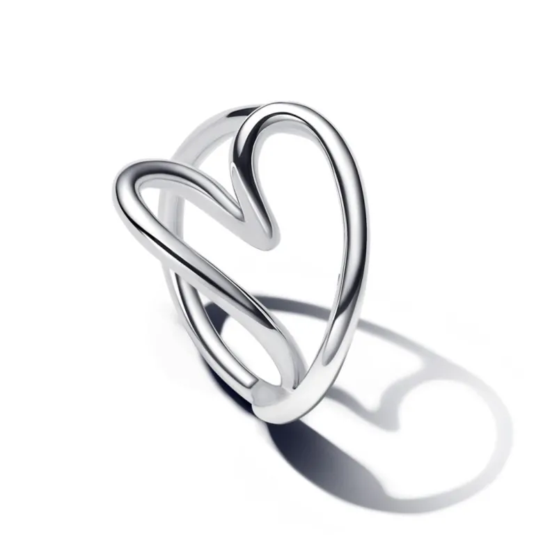 Pandora Essence Organically Shaped Heart sormus, hopea, 193288C00
