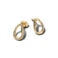 Pandora Essence Organically Shaped Stone-Set Oval korvakorut, keltakullattu, 264659C01