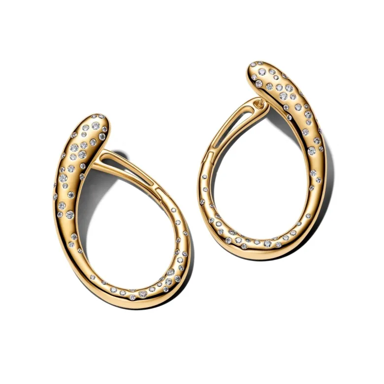 Pandora Essence Organically Shaped Stone-Set Hoop korvakorut, keltakullattu, 264660C01
