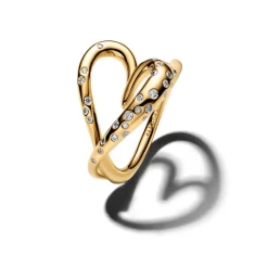 Pandora Essence Organically Shaped Stone-Set Heart sormus, keltakullattu, 164675C01