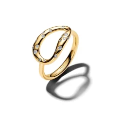 Pandora Essence Organically Shaped Stone-Set Statement sormus, keltakullattu, 164676C01