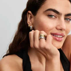 Pandora Essence Rippled Small rengaskorvakorut, hopea, 293874C00