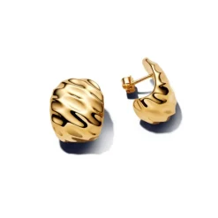 Pandora Essence Rippled Wide rengaskorvakorut, keltakullattu, 263879C00