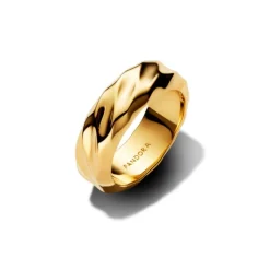 Pandora Essence Rippled Wide Band sormus, keltakullattu, 163886C00