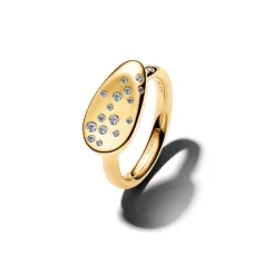 Pandora Essence Small Stone-Set Oval Signet sormus, keltakullattu, 164707C01