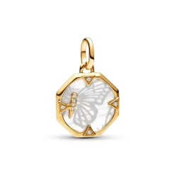 Pandora ME Butterfly Medallion hela, keltakullattu, 763366C01