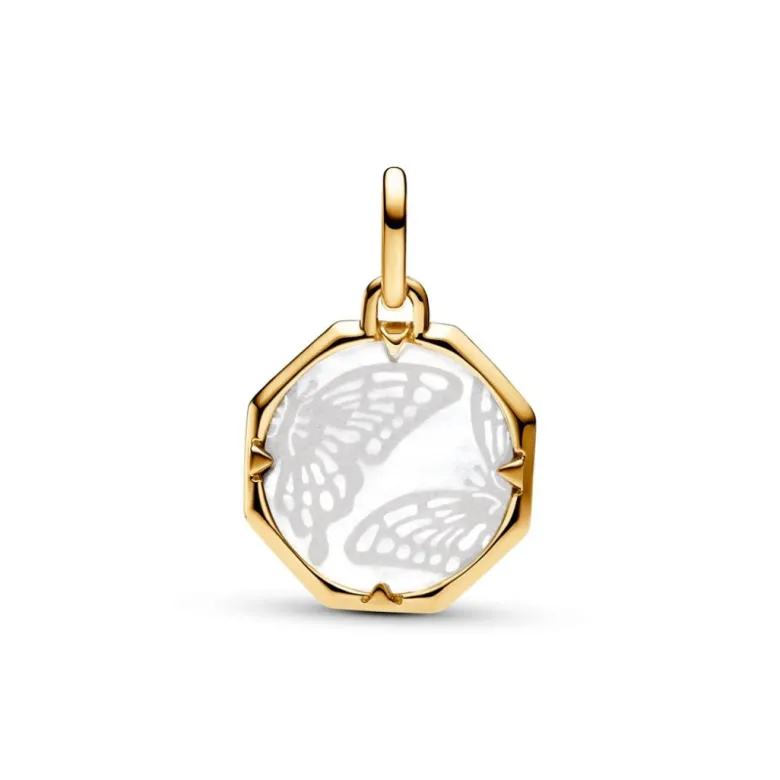 Pandora ME Butterfly Medallion hela, keltakullattu, 763366C01