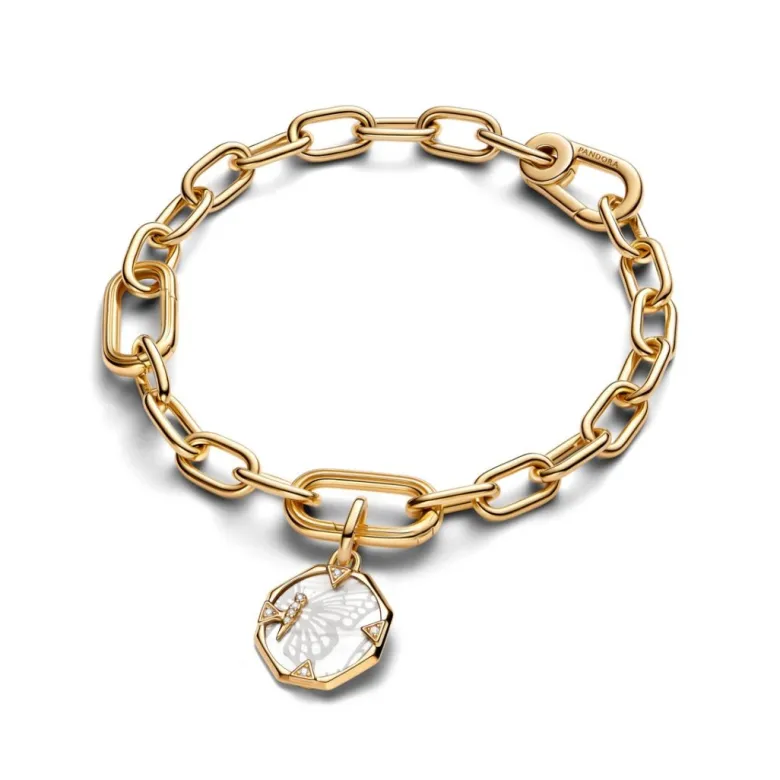 Pandora ME Butterfly Medallion hela, keltakullattu, 763366C01