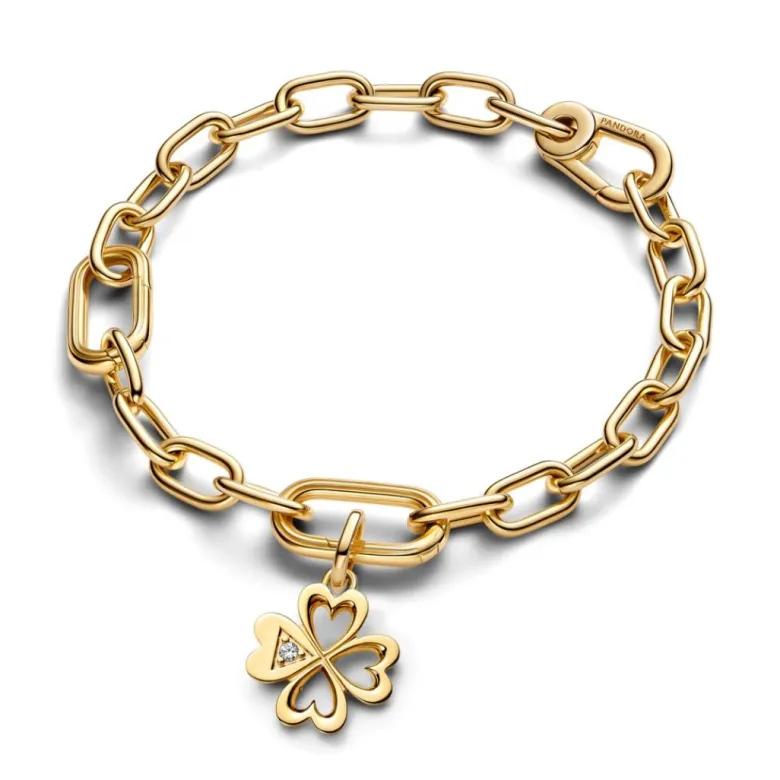 Pandora ME Heart Four-leaf Clover Medallion hela, keltakullattu, 763034C01