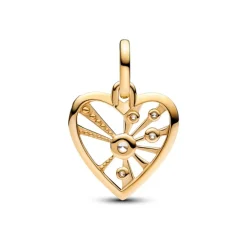 Pandora ME Heart & Rays Medallion hela, keltakullattu, 763453C01