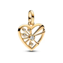 Pandora ME Heart & Rays Medallion hela, keltakullattu, 763453C01