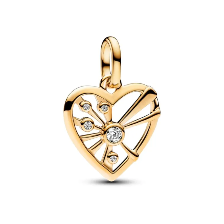 Pandora ME Heart & Rays Medallion hela, keltakullattu, 763453C01