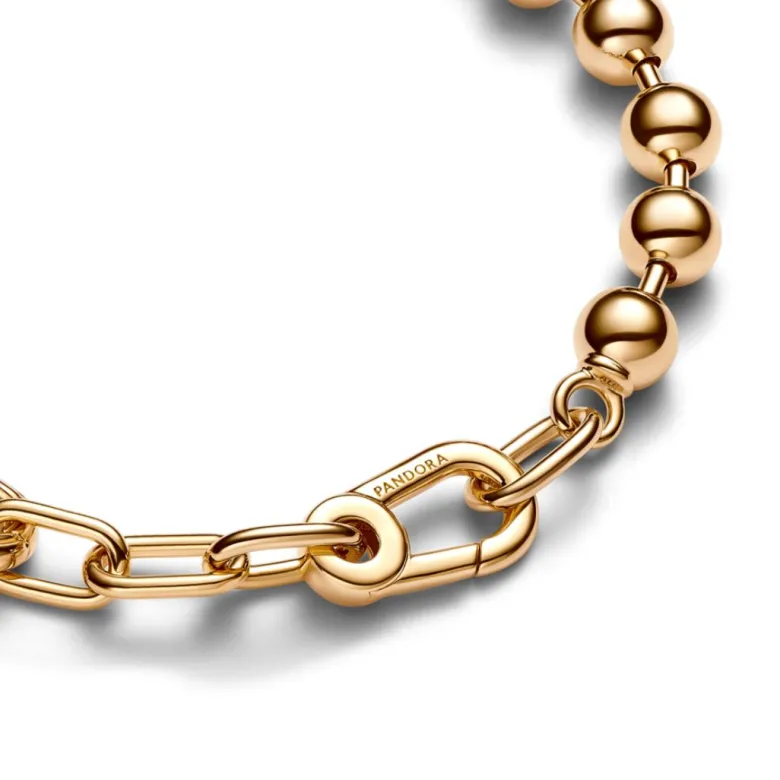 Pandora ME Metal Bead & Link Chain kaulakoru, keltakullattu, 562793C00